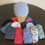 Einfache, Kopfbedeckungen aus Bambusviskose für drinnen und draussen in verschiedensten Farben. Kappen, Turbane, Mützen, Caps Beanies.